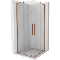 MEXEN/S - Velar L Duo sprchový kout, posuvné dveře 90 x 90, transparent, měď kartáčovaná (871-090-090-02-03-65)