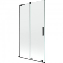 MEXEN/S - Velar L dvoukřídlá posuvná vanová zástěna 100 x 150, transparent, grafit kartáčovaná (896-100-003-01-66)
