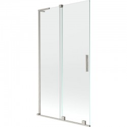 MEXEN/S - Velar L dvoukřídlá posuvná vanová zástěna 100 x 150, transparent, nikl kartáčovaný (896-100-003-01-97)