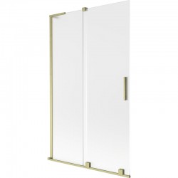 MEXEN/S - Velar L dvoukřídlá posuvná vanová zástěna 110 x 150, dekor, zlatá kartáčovaná (896-110-003-31-55)