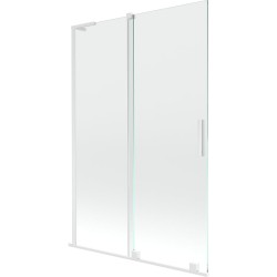 MEXEN/S - Velar L dvoukřídlá posuvná vanová zástěna 120 x 150, transparent, bílá (896-120-003-01-20)