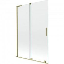 MEXEN/S - Velar L dvoukřídlá posuvná vanová zástěna 120 x 150, transparent, zlatá kartáčovaná (896-120-003-01-55)