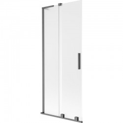 MEXEN/S - Velar L dvoukřídlá posuvná vanová zástěna 80 x 150, dekor, grafit kartáčovaná (896-080-003-31-66)