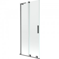 MEXEN/S - Velar L dvoukřídlá posuvná vanová zástěna 80 x 150, transparent, grafit kartáčovaná (896-080-003-01-66)