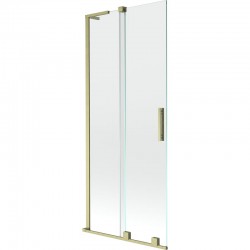 MEXEN/S - Velar L dvoukřídlá posuvná vanová zástěna 80 x 150, transparent, zlatá kartáčovaná (896-080-003-01-55)