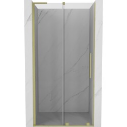 MEXEN/S - Velar L posuvné sprchové dveře 100, transparent, zlatá kartáčovaná (871-100-003-01-55)