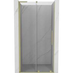MEXEN/S - Velar L posuvné sprchové dveře 90, transparent, zlatá kartáčovaná (871-090-003-01-55)