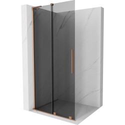 MEXEN/S - Velar L Sprchová zástěna posuvná Walk-in 100 x 200, grafit 8 mm, měď kartáčovaná (871-100-003-43-65)