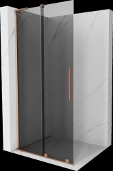 MEXEN/S - Velar L Sprchová zástěna posuvná Walk-in 110 x 200, grafit 8 mm, měď kartáčovaná (871-110-003-43-65)