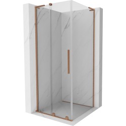 MEXEN/S - Velar L sprchový kout, posuvné dveře 110 x 110, transparent, měď kartáčovaná (871-110-110-03-65)
