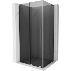 MEXEN/S - Velar L sprchový kout, posuvné dveře 110 x 75, grafit, nikl kartáčovaný (871-110-075-43-97)