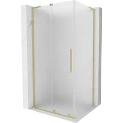MEXEN/S - Velar L sprchový kout, posuvné dveře 90 x 70, dekor, zlato kartáčovaná (871-090-070-33-55)