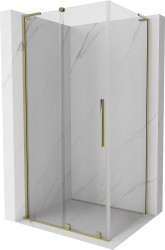 MEXEN/S - Velar L sprchový kout, posuvné dveře 90 x 75, transparent, zlato (871-090-075-03-50)