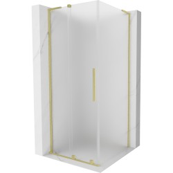 MEXEN/S - Velar L sprchový kout, posuvné dveře 90 x 90, dekor, zlato kartáčovaná (871-090-090-33-55)