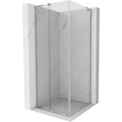 MEXEN/S - Velar L sprchový kout, posuvné dveře 90 x 90, transparent, nikl kartáčovaný (871-090-090-03-97)