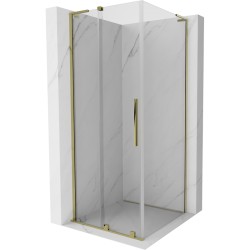 MEXEN/S - Velar L sprchový kout, posuvné dveře 90 x 90, transparent, zlato (871-090-090-03-50)