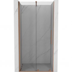 MEXEN/S - Velar posuvné sprchové dveře 80, transparent, kartáčovaná měď (871-080-000-01-65)