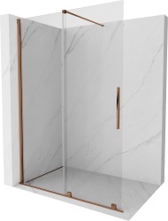 MEXEN/S - Velar posuvné sprchové dveře Walk-in 130, transparent, růžové zlato (871-130-000-03-60)