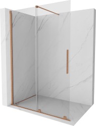 MEXEN/S - Velar posuvné sprchové dveře Walk-in 140, transparent, kartáčovaná měď (871-140-000-03-65)