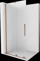 MEXEN/S - Velar Sprchová zástěna posuvná Walk-in 110 x 200, dekor 8 mm, růžové zlato (871-110-000-33-60)
