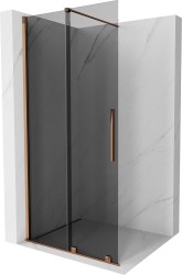 MEXEN/S - Velar Sprchová zástěna posuvná Walk-in 110 x 200, grafit 8 mm, růžové zlato (871-110-000-43-60)