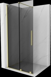 MEXEN/S - Velar Sprchová zástěna posuvná Walk-in 120 x 200, grafit 8 mm, zlato kartáčovaná (871-120-000-43-55)