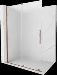 MEXEN/S - Velar Sprchová zástěna posuvná Walk-in 140 x 200, dekor 8 mm, růžové zlato (871-140-000-33-60)