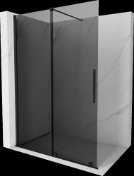 MEXEN/S - Velar Sprchová zástěna posuvná Walk-in 140 x 200, grafit 8 mm, černá (871-140-000-43-70)