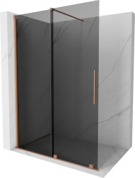 MEXEN/S - Velar Sprchová zástěna posuvná Walk-in 140 x 200, grafit 8 mm, měď kartáčovaná (871-140-000-43-65)