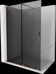 MEXEN/S - Velar Sprchová zástěna posuvná Walk-in 140 x 200, grafit 8 mm, růžové zlato (871-140-000-43-60)