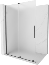 MEXEN/S - Velar Sprchová zástěna posuvná Walk-in 150 x 200, dekor 8 mm, grafit kartáčovaná (871-150-000-33-66)