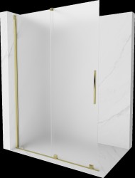 MEXEN/S - Velar Sprchová zástěna posuvná Walk-in 150 x 200, dekor 8 mm, zlato (871-150-000-33-50)