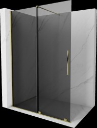 MEXEN/S - Velar Sprchová zástěna posuvná Walk-in 150 x 200, grafit 8 mm, zlato (871-150-000-43-50)