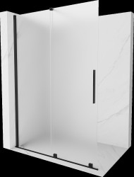MEXEN/S - Velar Sprchová zástěna posuvná Walk-in 160 x 200, dekor 8 mm, černá (871-160-000-33-70)