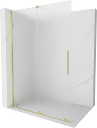 MEXEN/S - Velar Sprchová zástěna posuvná Walk-in 160 x 200, dekor 8 mm, zlato kartáčovaná (871-160-000-33-55)