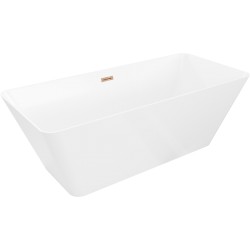 MEXEN/S - Velo Slim volně stojící vana 170 x 75, bílá, sifon a přepad růžové zlato (52811707500-60)