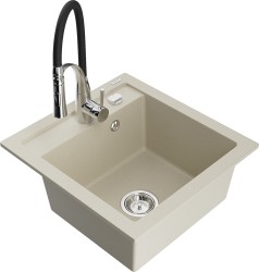 MEXEN/S - Vito granitový dřez 1-miska včetně baterie Aster, béžová (6503-69-73450-07)