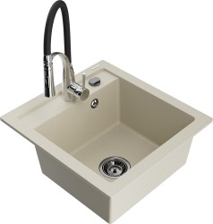 MEXEN/S - Vito granitový dřez 1-miska včetně baterie Aster, béžová (6503-69-73450-07-B)