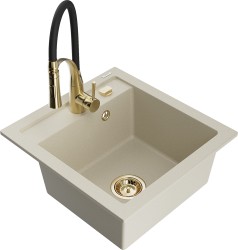 MEXEN/S - Vito granitový dřez 1-miska včetně baterie Aster, béžová (6503-69-73450-57-G)