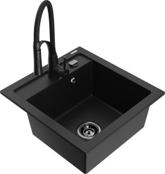 MEXEN/S - Vito granitový dřez 1-miska včetně baterie Aster, černá (6503-77-73450-70-B)