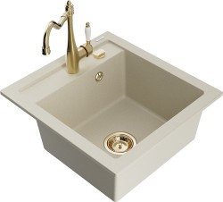 MEXEN/S - Vito granitový dřez 1-miska včetně baterie Carla, béžová (6503-69-670700-50)