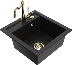 MEXEN/S - Vito granitový dřez 1-miska včetně baterie Carla, černá (6503-77-670700-50)