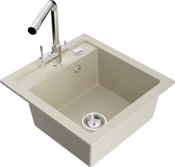 MEXEN/S - Vito granitový dřez 1-miska včetně baterie Duero, béžová (6503-69-671600-00)