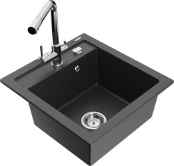 MEXEN/S - Vito granitový dřez 1-miska včetně baterie Duero, černá kropenatý (6503-76-671600-00)