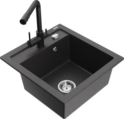 MEXEN/S - Vito granitový dřez 1-miska včetně baterie Duero, černá kropenatý (6503-76-671600-70)
