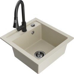 MEXEN/S - Vito granitový dřez 1-miska včetně baterie Elia, béžová (6503-69-670101-70)
