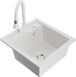 MEXEN/S - Vito granitový dřez 1-miska včetně baterie Elia, bílá (6503-20-670101-20)