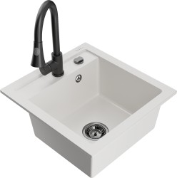 MEXEN/S - Vito granitový dřez 1-miska včetně baterie Elia, bílá (6503-20-670101-70)