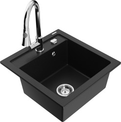 MEXEN/S - Vito granitový dřez 1-miska včetně baterie Elia, černá (6503-77-670101-00)