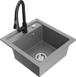 MEXEN/S - Vito granitový dřez 1-miska včetně baterie Elia, šedá (6503-71-670101-70)